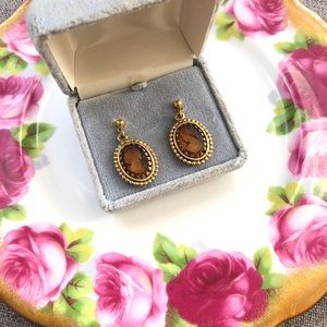 Vintage glass cameo earrings